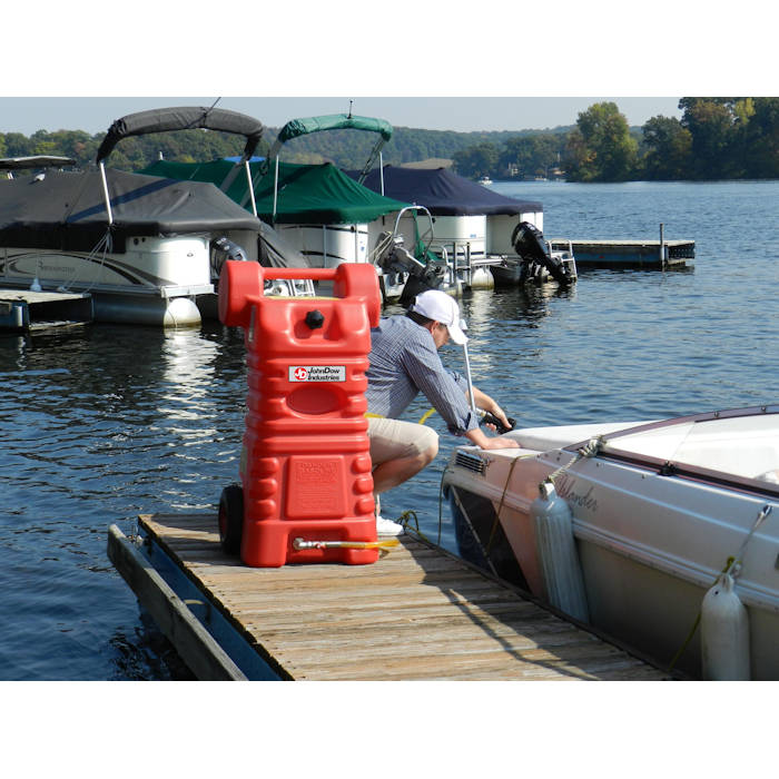 JohnDow FC-25PFC 25-Gallon Portable Poly Gas Caddy In Use 