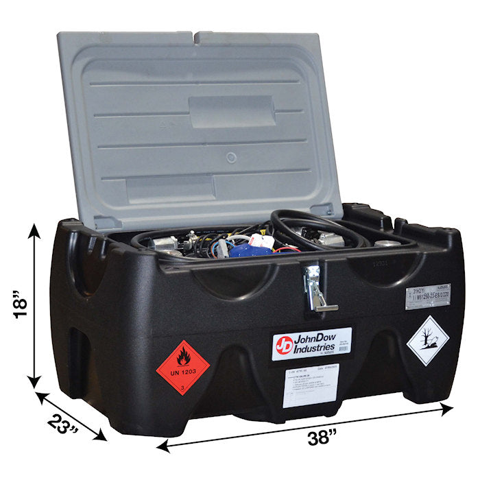 JohnDow JDI-AGT40 Low-Profile Gasoline CarryTank Dimensions 