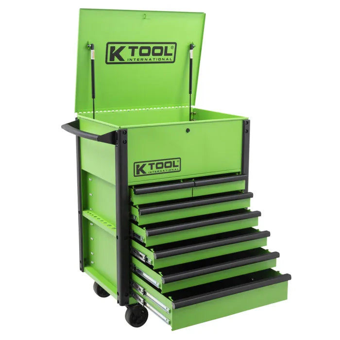 K Tool KTI75124 Premium 7-Drawer Service Cart in Neon Green with Black Drawer Pulls