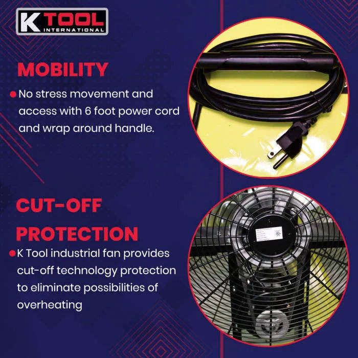 K Tool 42" Heavy-Duty Portable Drum Fan