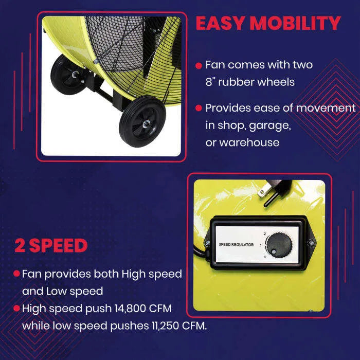 K Tool 42" Heavy-Duty Portable Drum Fan