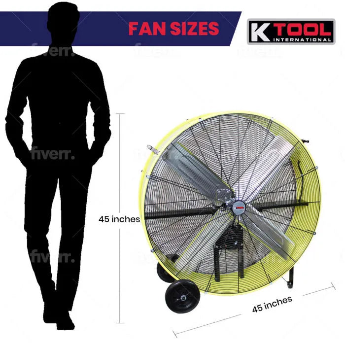 K Tool 42" Heavy-Duty Portable Drum Fan