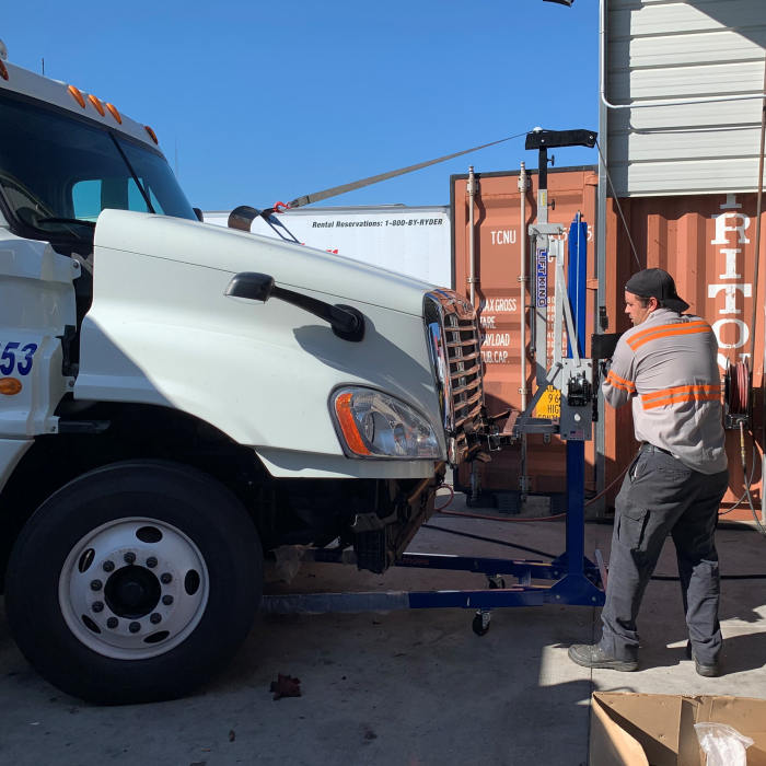 Lift King LK4037 Semi Hood Attachment In Use