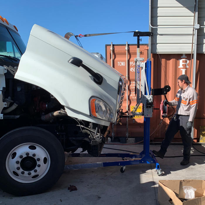 Lift King LK4037 Semi Hood Attachment In Use