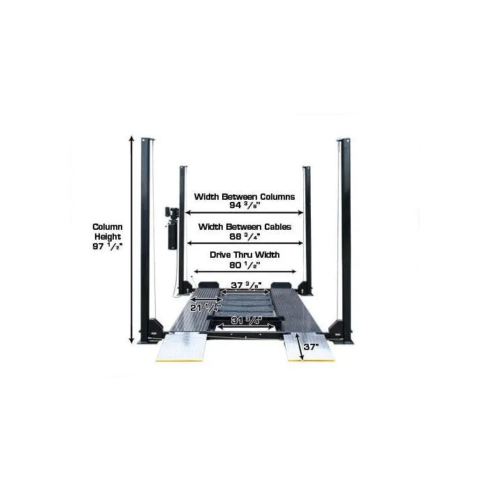 Atlas Garage Pro 8000EXT Four Post Lift + RJ35 Sliding Jacks Combo