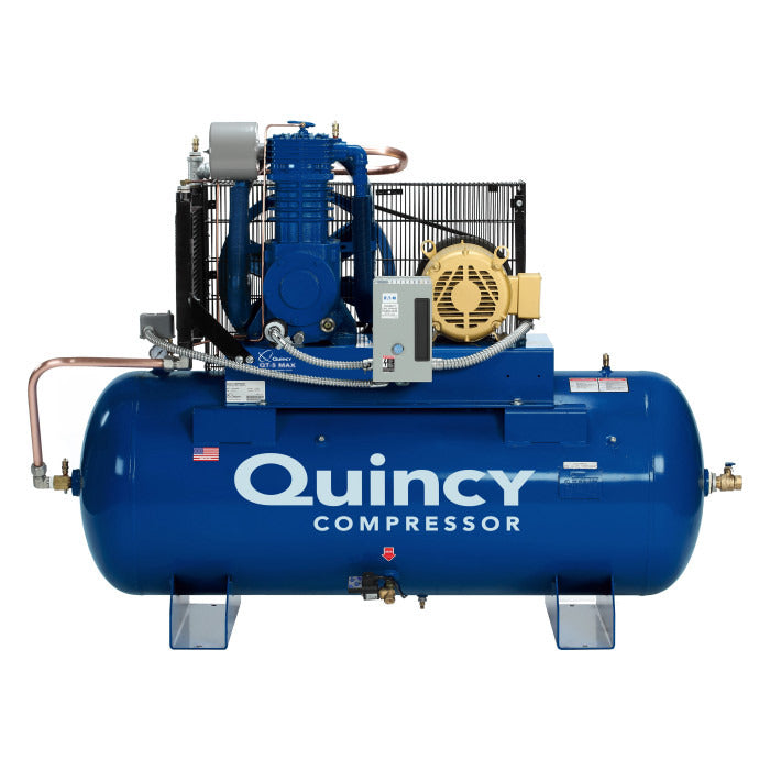 Quincy 251C80HCBM QT-5 Max Reciprocating Air Compressor QT Max Package 5HP 230 Volt 1 Phase 80 Gallon Horizontal Tank