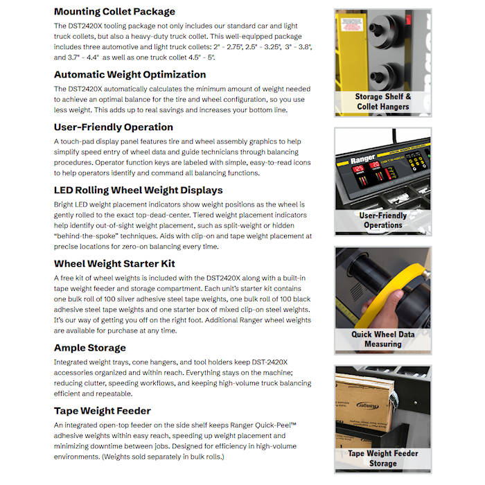 Ranger DST2420X Wheel Balancer Brochure Features 