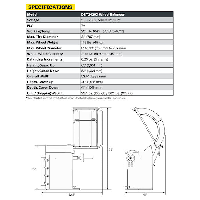 Ranger DST2420X Wheel Balancer Brochure Specifications 