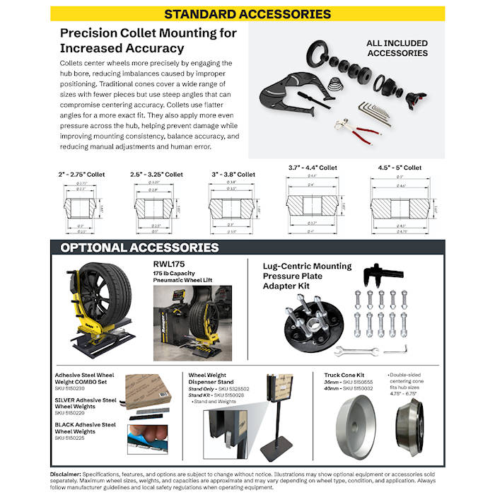 Ranger DST2420X Wheel Balancer Brochure Features Standard & Optional Accessories 