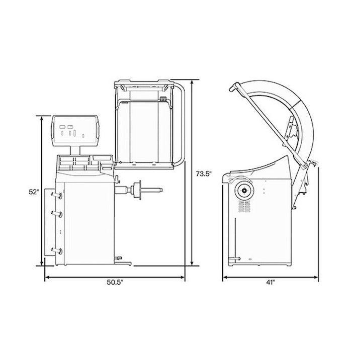 Ranger DST30PX Wheel Balancer Dimensions