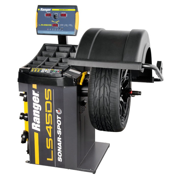 Ranger LS45DS Sonar 3D Laser-Spot Wheel Balancer Hood Down