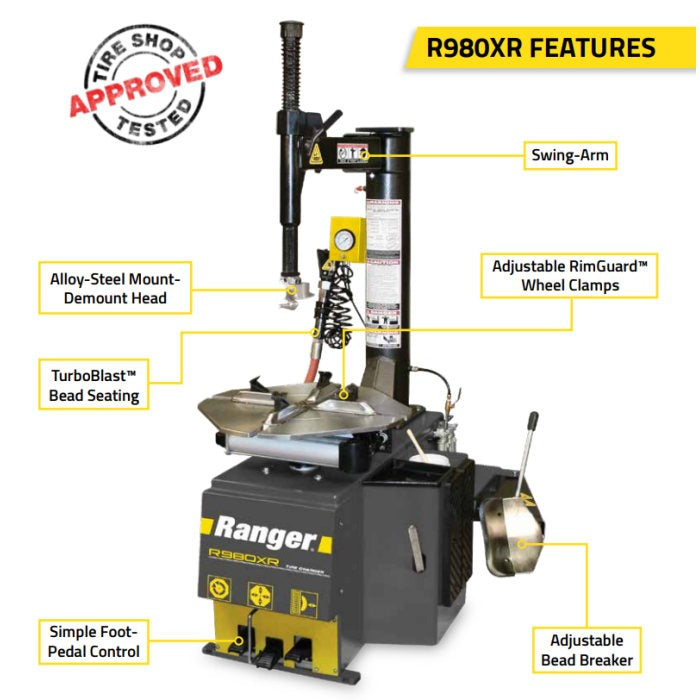 Ranger R980XR Swing Arm Tire Changer Features