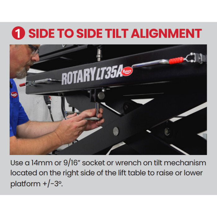 Rotary LT35A Air Hydraulic Lift Table Side To Side Alignment