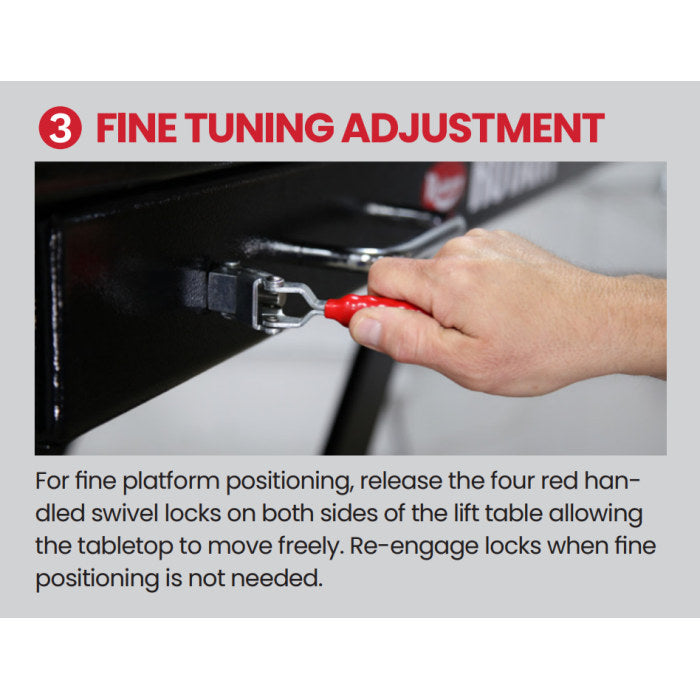 Rotary LT35A Air Hydraulic Lift Table Fine Tuning Adjustment