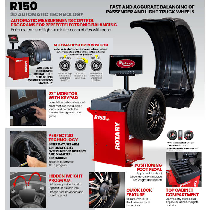 Rotary R150 2D Automatic Wheel Balancer Features