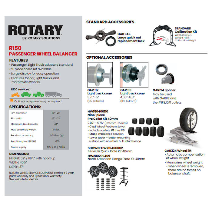 Rotary R150 2D Automatic Wheel Balancer Features & Specifications
