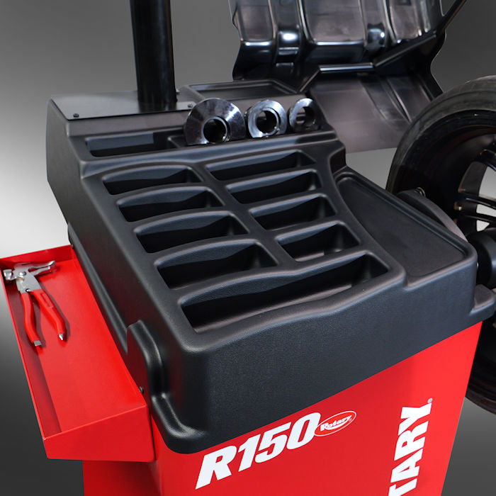 Rotary R150 2D Automatic Wheel Balancer Stroage Compartment