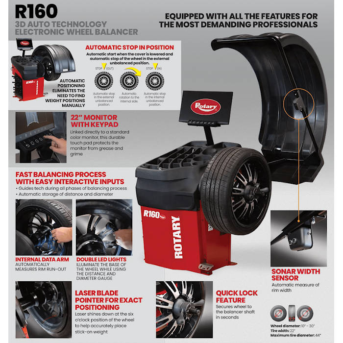 Rotary R160 3D Automatic Wheel Balancer Features