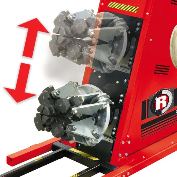 Raise or lower the wheel clamps depending on the wheel diameter
with hydraulic height positioning.
