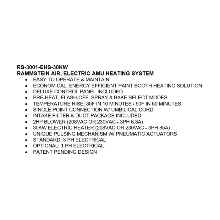 iDEAL RS-3001-EHS-30KW-3PH Electric Paint Booth Heating System