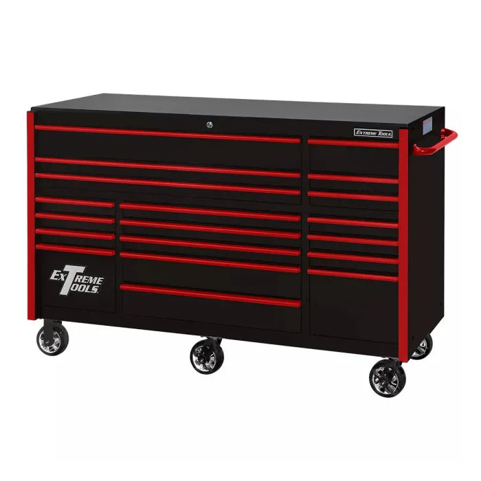 Extreme Tools RX Pro 72" Rolling Cabinet in Black with Red Accents