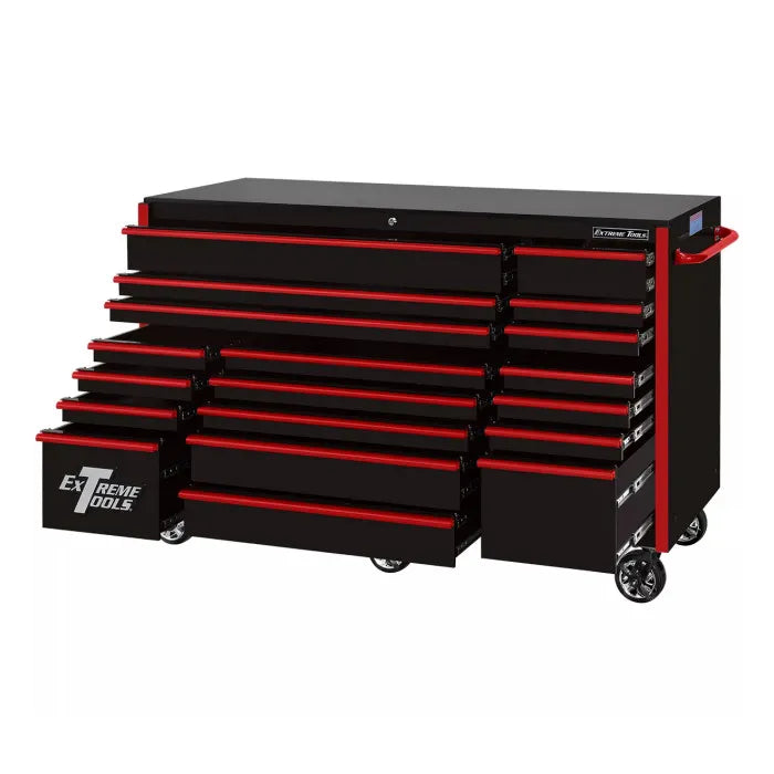 Extreme Tools RX Pro 72" Rolling Cabinet in Black with Red Accents