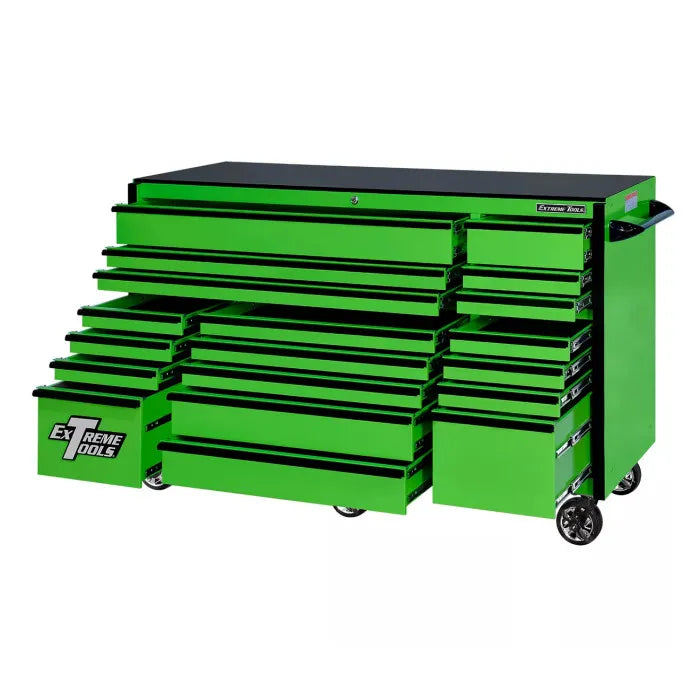 Extreme Tools RX Pro 72" Rolling Cabinet in Green with Black Accents