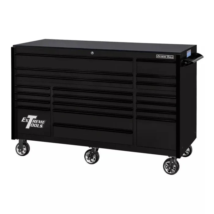 Extreme Tools RX Pro 72" Rolling Cabinet in Matte Black with Black Accents