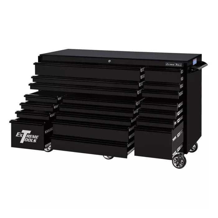 Extreme Tools RX Pro 72" Rolling Cabinet in Matte Black with Black Accents
