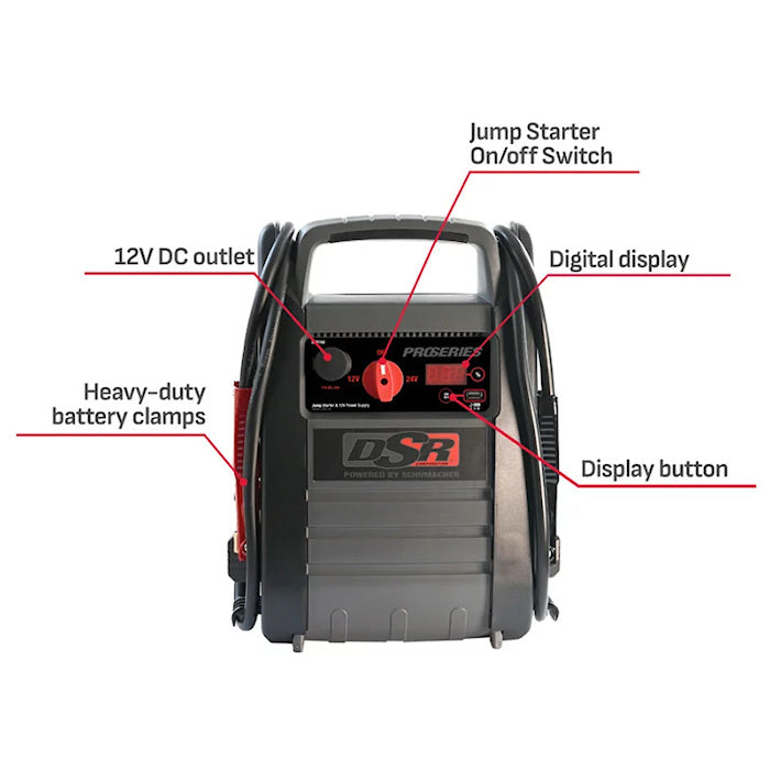 Schumacher DSR166 ProSeries 4400A 12/24V Jump Starter Power Station Features 
