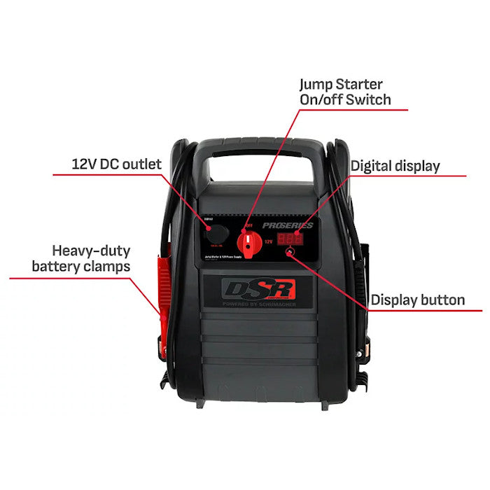 Schumacher DSR167 ProSeries 2250A 12V Jump Starter Power Station Features 