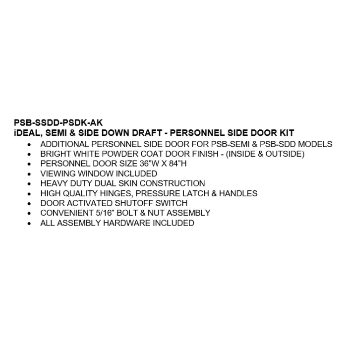iDEAL Semi and Side Downdraft Paint Booth Personnel Side Door Kit