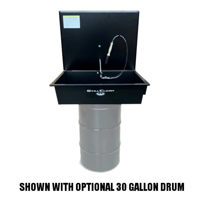 StillClean SC-30W Sink Style Solvent Parts Washer Shown with Optional 30-Gallon Drum