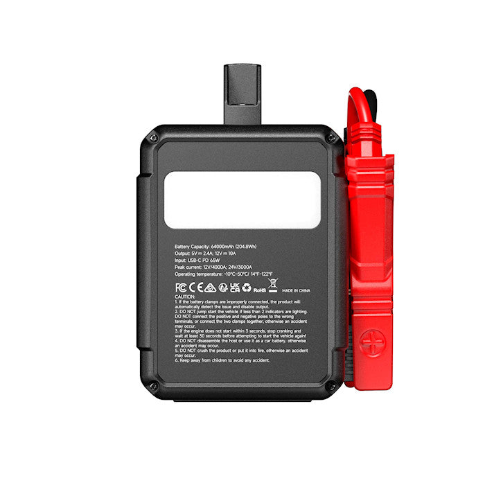 TOPDON V4000HD 12V/24V 4000A Jump Starter Rear 