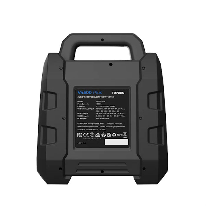 TOPDON V4500 Plus Jump Starter & Battery Tester Back