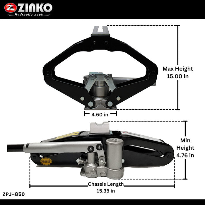 Zinko ZPJ-850 0.93 Ton (850 kg) Scissor Jack