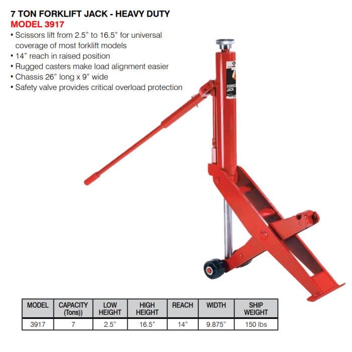 AFF 3917 Heavy-Duty 7-Ton Forklift Jack
