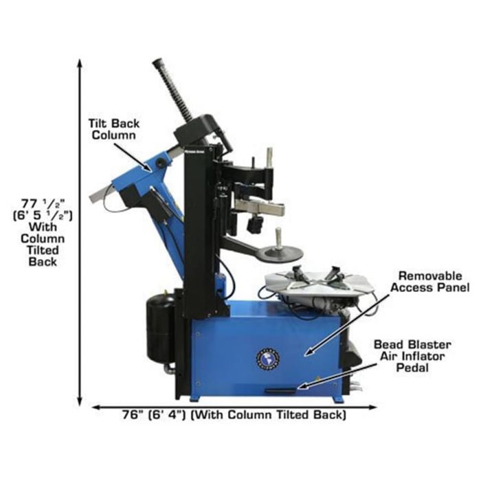 Atlas TC755DAA Tilt-Back Wheel Clamp Tire Changer with Dual Assist