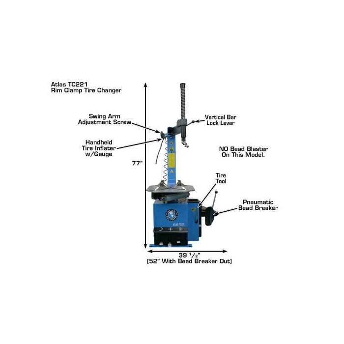 Atlas TC221 Electric|Pneumatic Wheel Clamp Tire Changer
