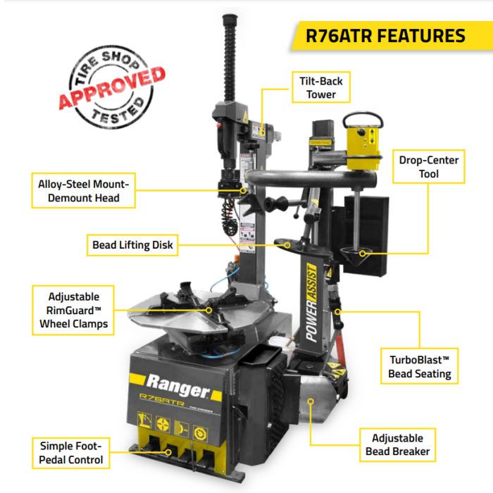 Ranger R76ATR Tilt-Back Tire Changer & Single Tower Assist