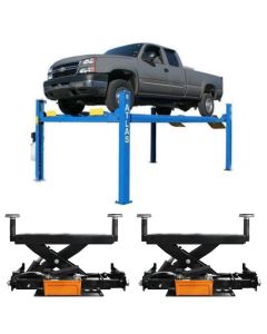 Atlas 412 Commercial Grade Four Post Lift 12,000 lbs. Capacity + RJ6BK Air Hydraulic Rolling Jacks 6,000 lbs. Capacity Combo 