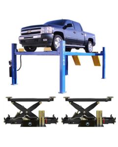 Atlas 414 Commercial Grade Four Post Lift 14,000 lbs. Capacity + RJ8 Air Hydraulic Rolling Jacks 8,000 lbs. Capacity Combo 