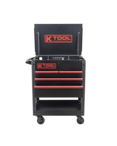 K Tool KTI75118 Premium 4-Drawer Service Cart in Matte Black with Red Handles