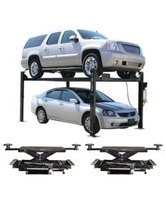 Atlas Garage Pro 8000 Four Post Lift 8,000 lbs. Capacity + RJ35 Hydraulic Sliding Jacks 3,500 lbs. Capacity Combo 