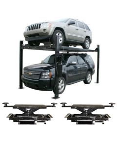 Atlas Garage Pro 8000EXT Four Post Lift 8,000 lbs. Capacity + RJ35 Hydraulic Sliding Jacks 3,500 lbs. Capacity Combo 