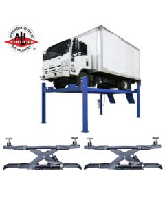 Atlas Platinum PVL14 ALI Certified Four Post Lift 14,000 lbs. Capacity + RJ7 Air Hydraulic Rolling Jacks 7,000 lbs. Capacity Combo 