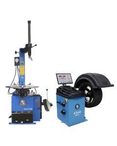 Atlas TC229 Electric/Pneumatic Wheel Clamp Tire Changer + Atlas WB49-2 Self-Calibrating 2D Computer Wheel Balancer Combo 