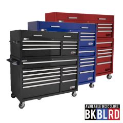 Homak PRO II 54" Top Chest and Rolling Cabinet Combo Available in 3 Colors