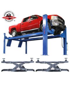 Atlas Platinum PVL14OF-EXT ALI Open Front Four Post Alignment Lift + RJ7 Air Hydraulic Rolling Jacks 7,000 lbs. Capacity Combo 