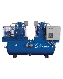 Quincy 271CC12DC QT-7.5 Duplex Reciprocating Air Compressor QT Duplex Pro Package 7.5HPx2 230 Volt 1 Phase 120 Gallon Tank 